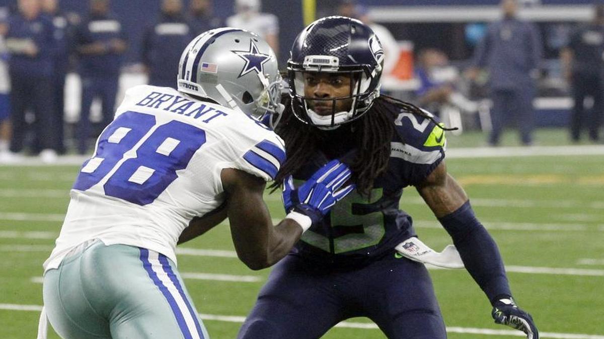 Richard Sherman, right didn’t let Dez Bryant out of his sights all day as the Cowboys’ star finished with only two catches for 12 yards.