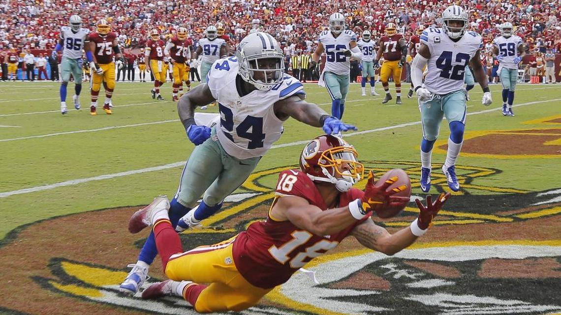 Redskins rookie and former TCU star Josh Doctson narrowly misses making a touchdown catch.