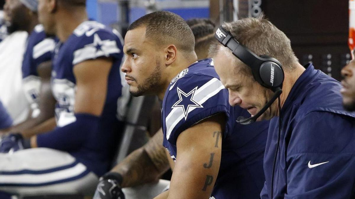 Offensive coordinator Scott Linehan says Dak Prescott is still maturing as an NFL quarterback.
