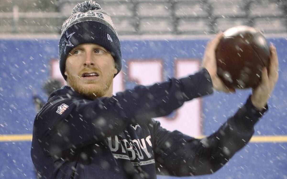 Dallas Cowboys wide receiver Cole Beasley (11) warms up playing catch before the Dallas Cowboys play the New York Giants in East Rutherford, New Jersey, December 11, 2016.