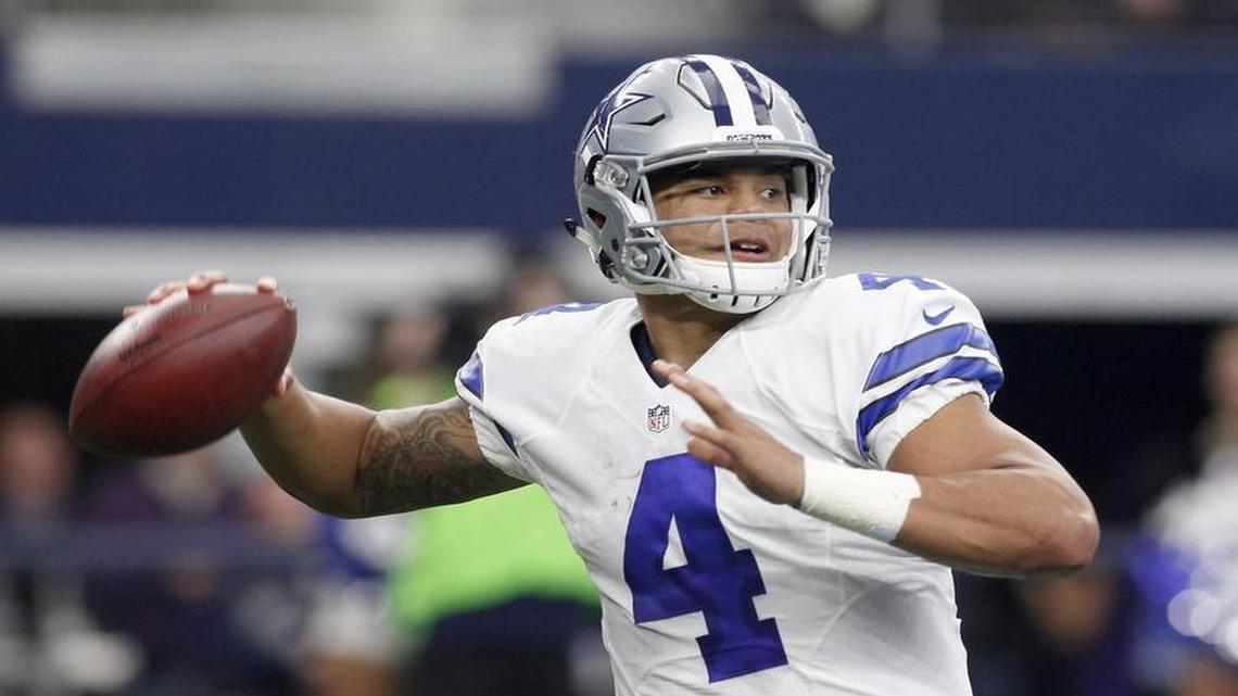 Cowboys quarterback Dak Prescott completed 11 consecutive passes in one stretch Sunday and has a 108.6 passer rating with 17 touchdown passes and two interceptions this season.