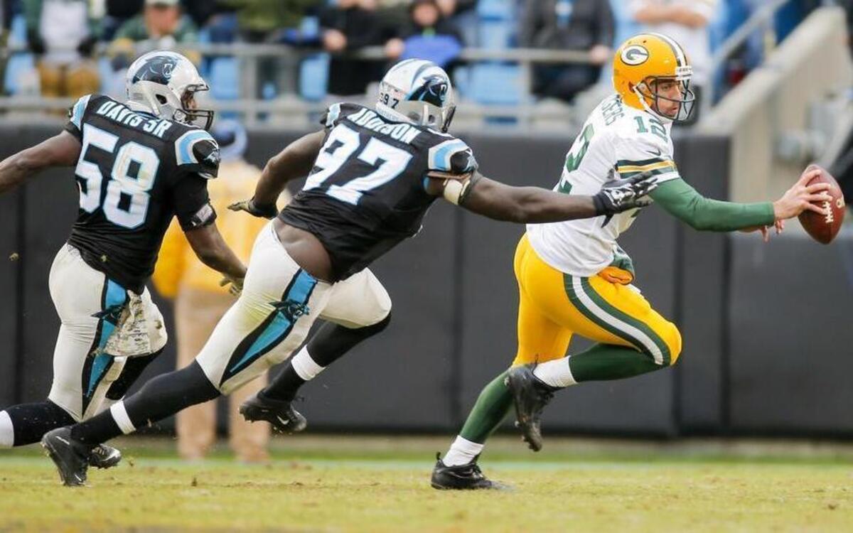 Carolina’s defense is one of the best in the league. The Panthers have 31 sacks this season and 113 quarterback hurries, including this one on Green Bay’s Aaron Rodgers.