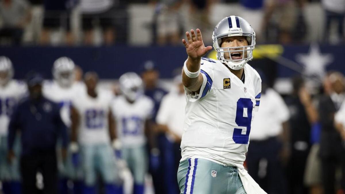 
Quarterback Tony Romo threw two touchdown passes in the fourth quarter to rally the Cowboys to a 27-26 comeback victory against the Giants in the season opener Sunday night.
