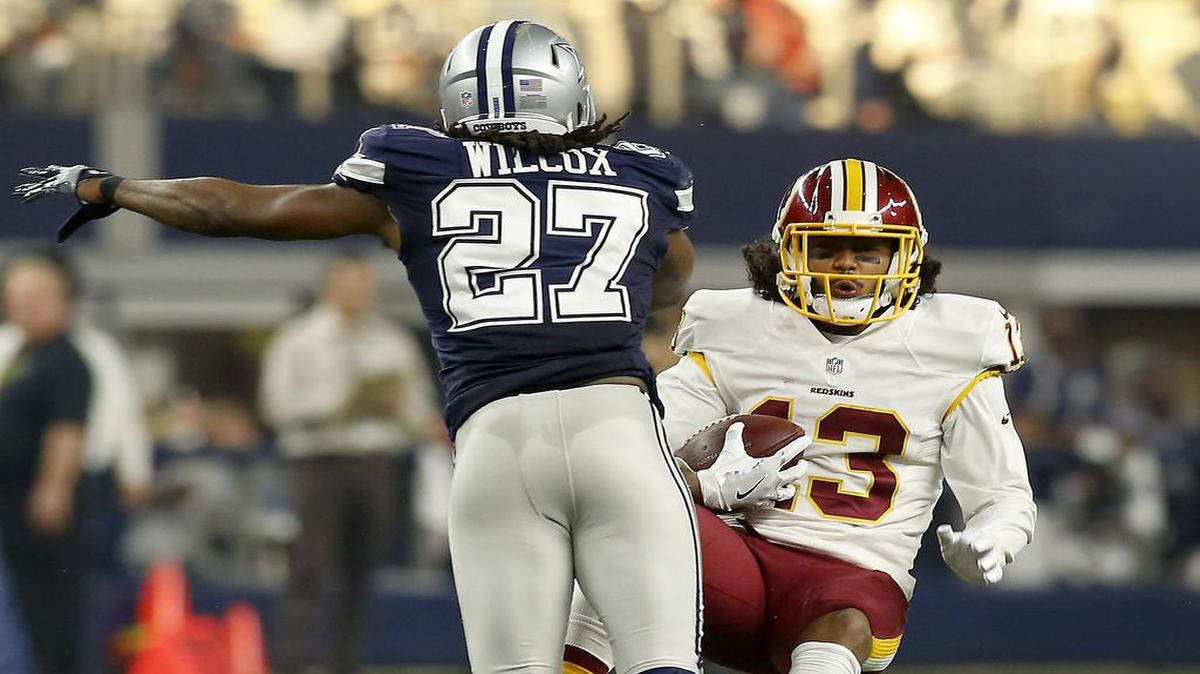 Cowboys safety J.J. Wilcox left in the third quarter with a thigh contusion.