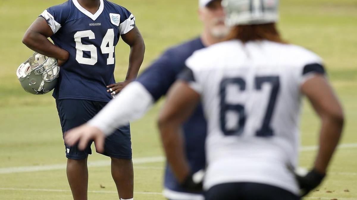 
Defensive tackle Chris Whaley (64) tore his Achilles during Monday’s practice.
