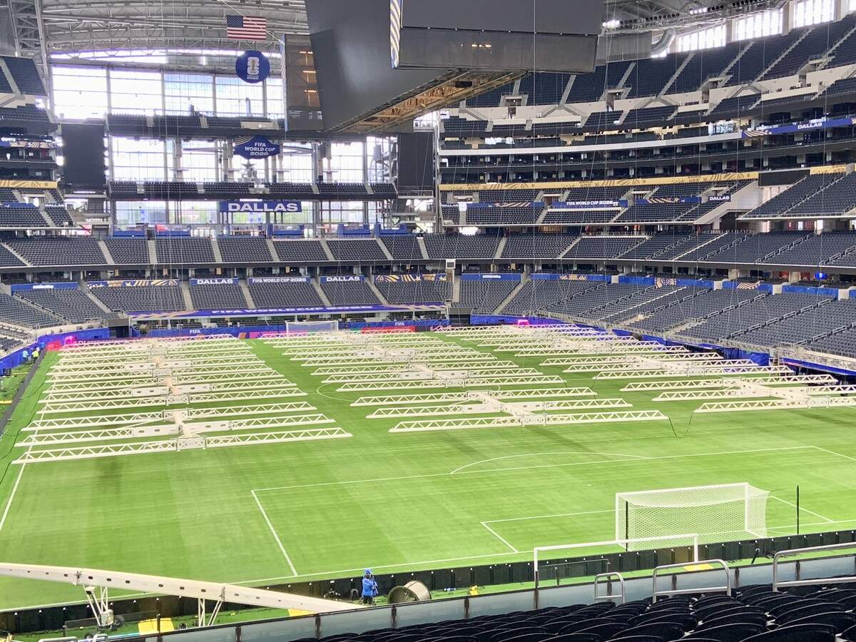 The view of the field at AT&T Stadium in advance of the World Cup on Wednesday in Arlington.