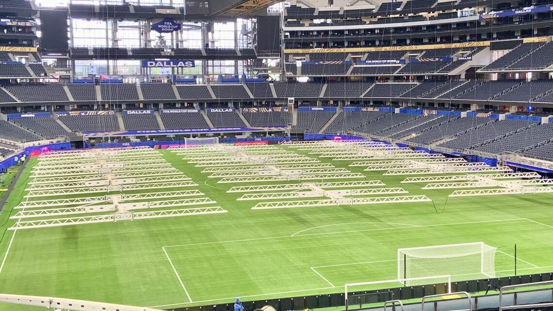Officials still tweaking field at AT&T Stadium for first World Cup match — PHOTOS