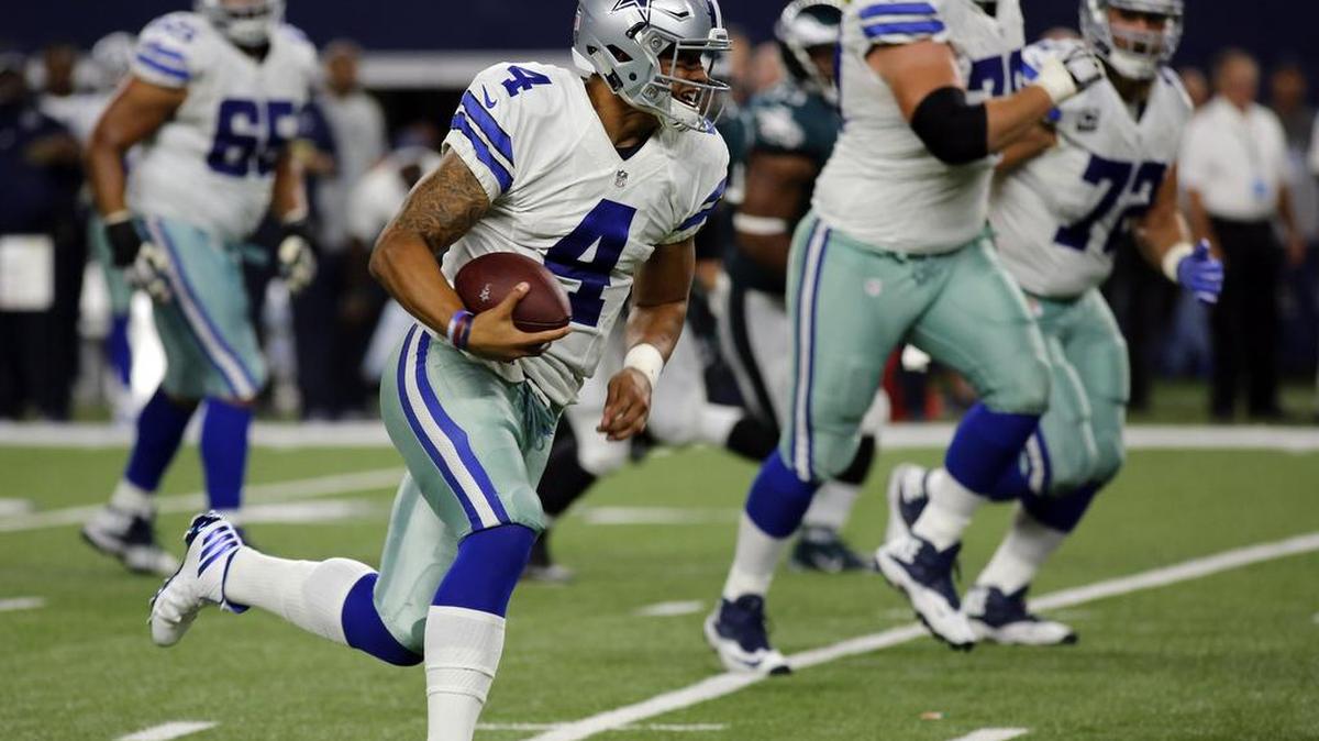 Dallas Cowboys quarterback Dak Prescott threw two touchdowns and ran for another against Philadelphia Sunday night at AT&T Stadium. His 5-yard touchdown pass to Jason Witten in overtime gave the Cowboys a 29-23 win.