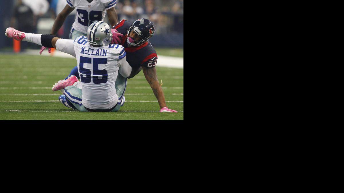 
Dallas Cowboys middle linebacker Rolando McClain was a big-hitting playmaker in 2014. He finished with 108 tackles.
