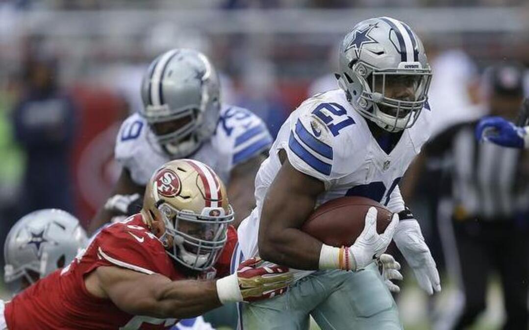 Cowboys rookie running back Ezekiel Elliott, center, is coming off back-to-back 100-yard games, but the Bengals’ offense hasn’t allowed a 100-yard rusher this season, and only one last season.
