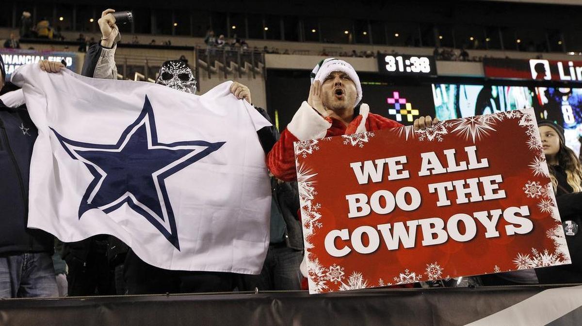 Dallas Cowboys and Philadelphia Eagles fans during a game in Philadelphia in 2014.