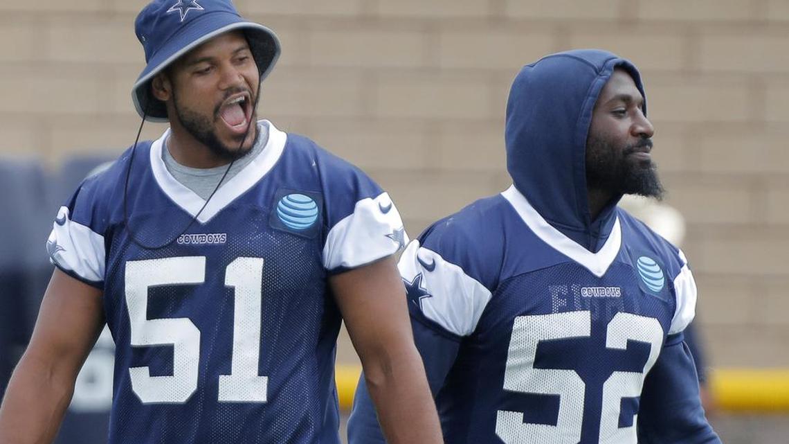 Justin Durant (right, 52) returned to practice for the first time on Monday.