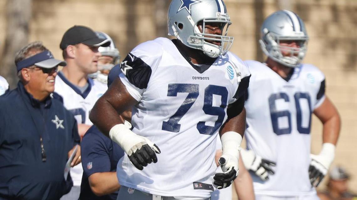 Chaz Green (79) feels he’s making progress as the Cowboys’ starting left guard.