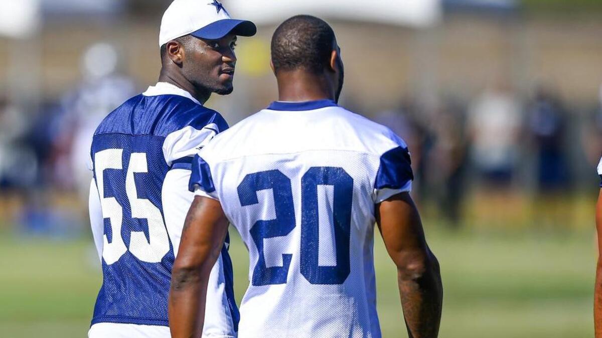 
Injured Dallas Cowboys middle linebacker Rolando McClain (55) and running back Darren McFadden (20) have yet to return to practice.
