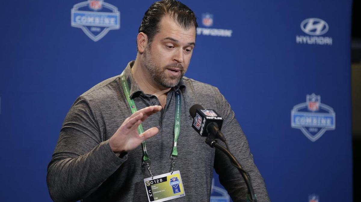 Indianapolis Colts general manager Ryan Grigson meets with the media at the NFL Scouting Combine.