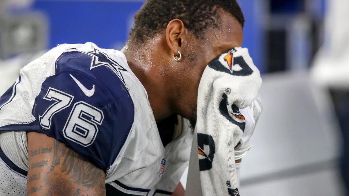 Greg Hardy, who had an asthma attack before the start of the third quarter, was not a factor against the Panthers.