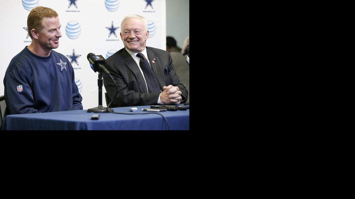 
Coach Jason Garrett, left, and owner Jerry Jones like the futures they see for the Cowboys.

