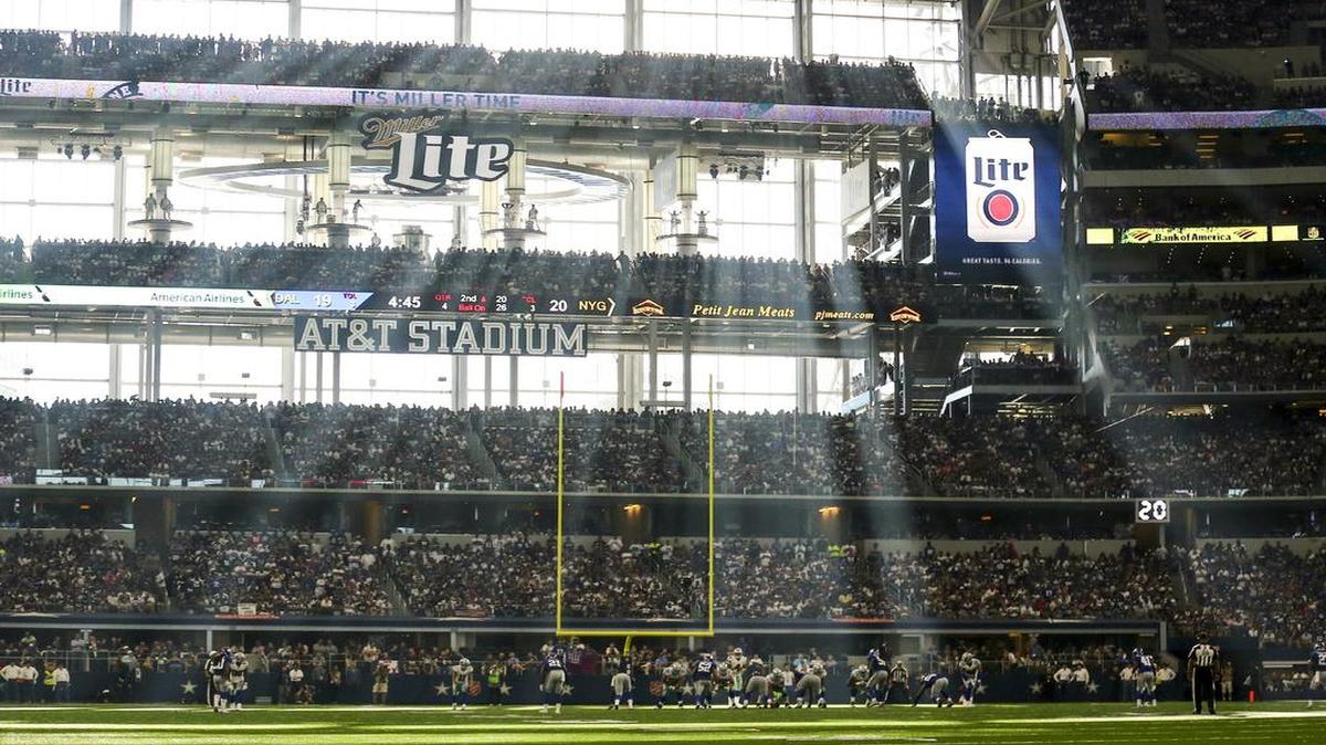 Light filters though the windows onto the field during afternoon games at AT&T Stadium. The sunlight bothered some of the Dallas players during the first game of the season against the New York Giants.