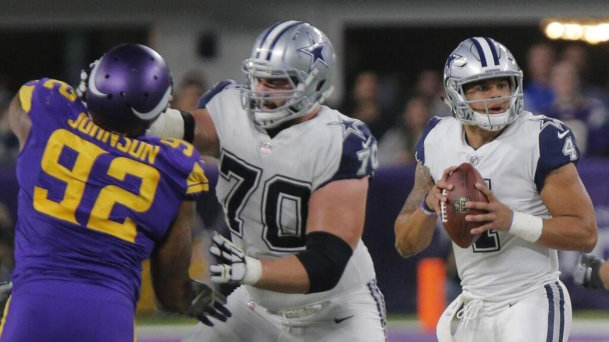 Zack Martin (70) has been a first-team All-Pro in two of his first three seasons.