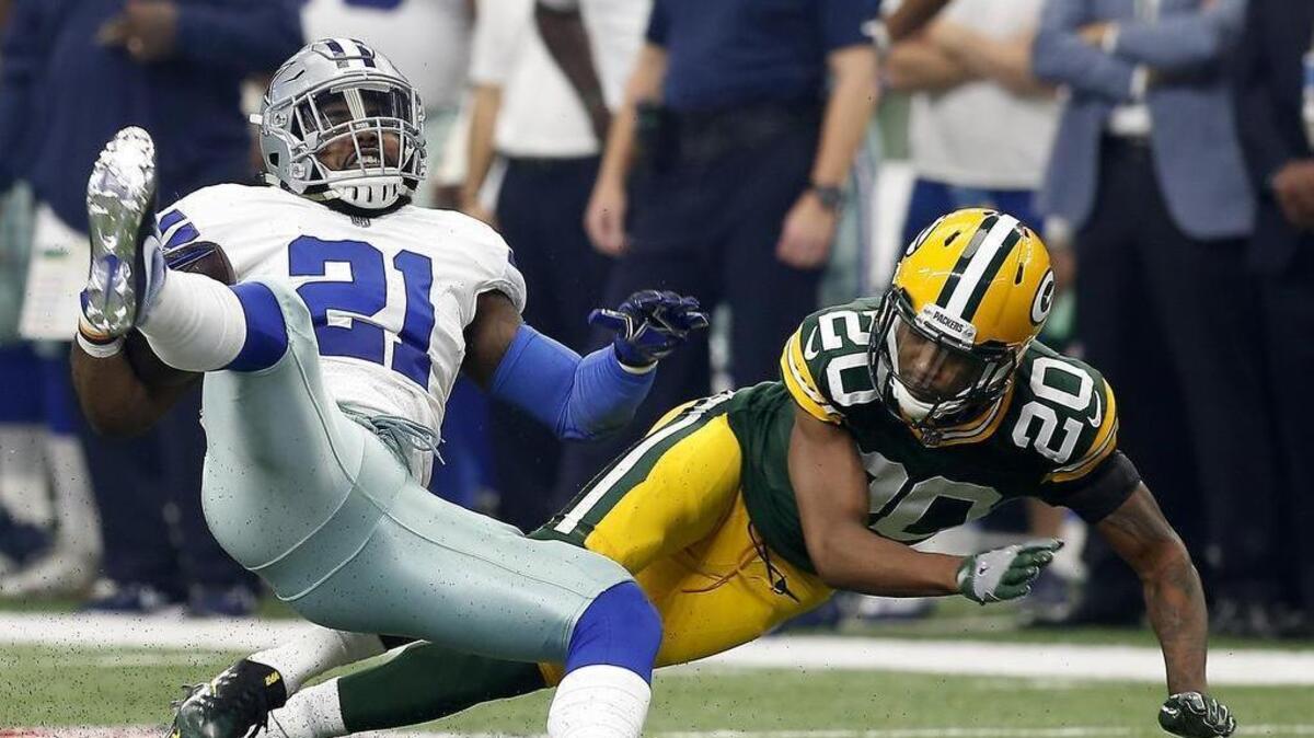 Ezekiel Elliott, left, could be down for six games unless a New York court grants the latest temporary restraining order to block the suspension.