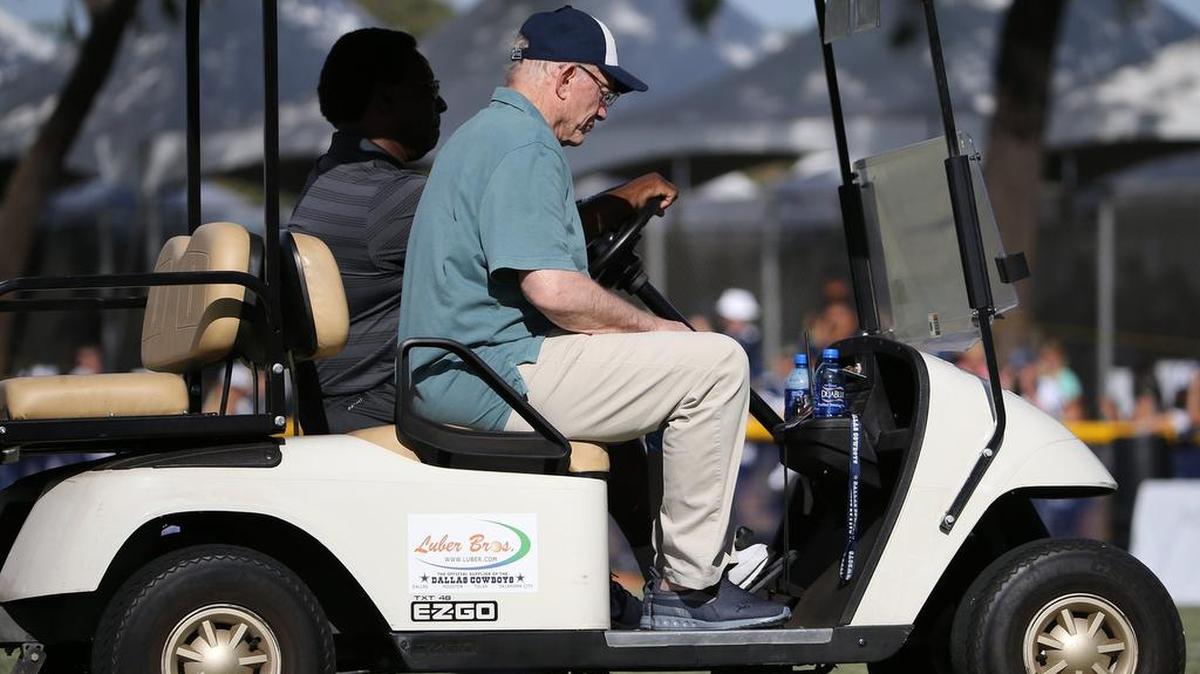
Cowboys owner Jerry Jones, who rides to and from practice on cart, may not make it to the Hall of Fame ceremony this year because of recent hip surgery.
