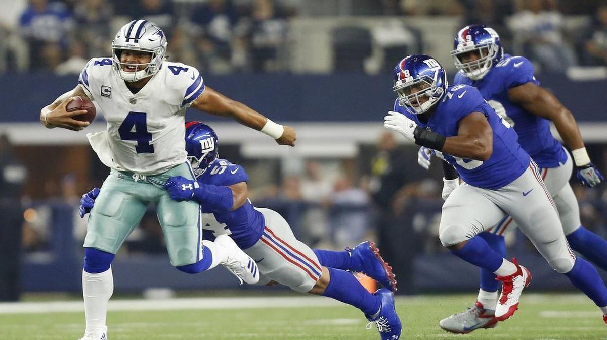 Dallas Cowboys quarterback Dak Prescott kept the New York Giants defense guessing with his scrambling and passing.