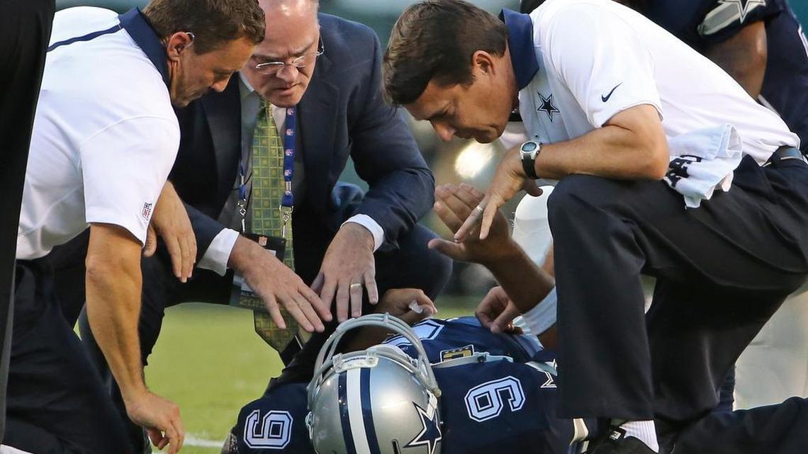 In this file photo from 2015, Dallas Cowboys quarterback Tony Romo was placed on the injured reserve list after fracturing his left collar bone.