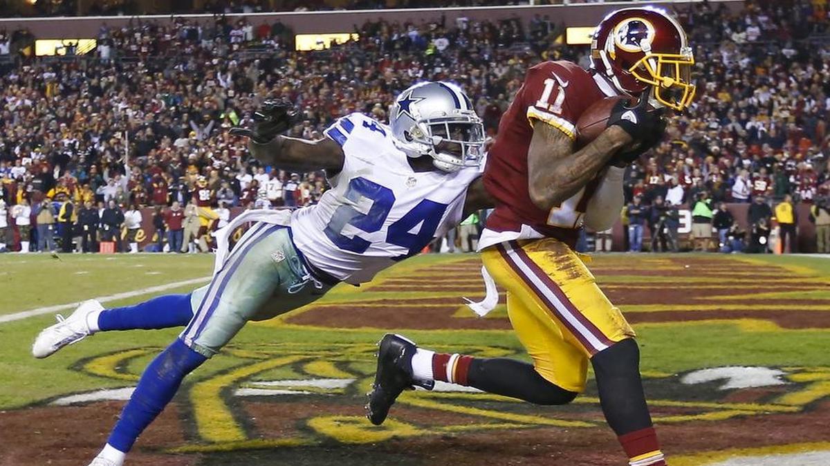 Redskins wide receiver DeSean Jackson (11) pulls in a touchdown pass over Cowboys cornerback Morris Claiborne on Dec. 7.