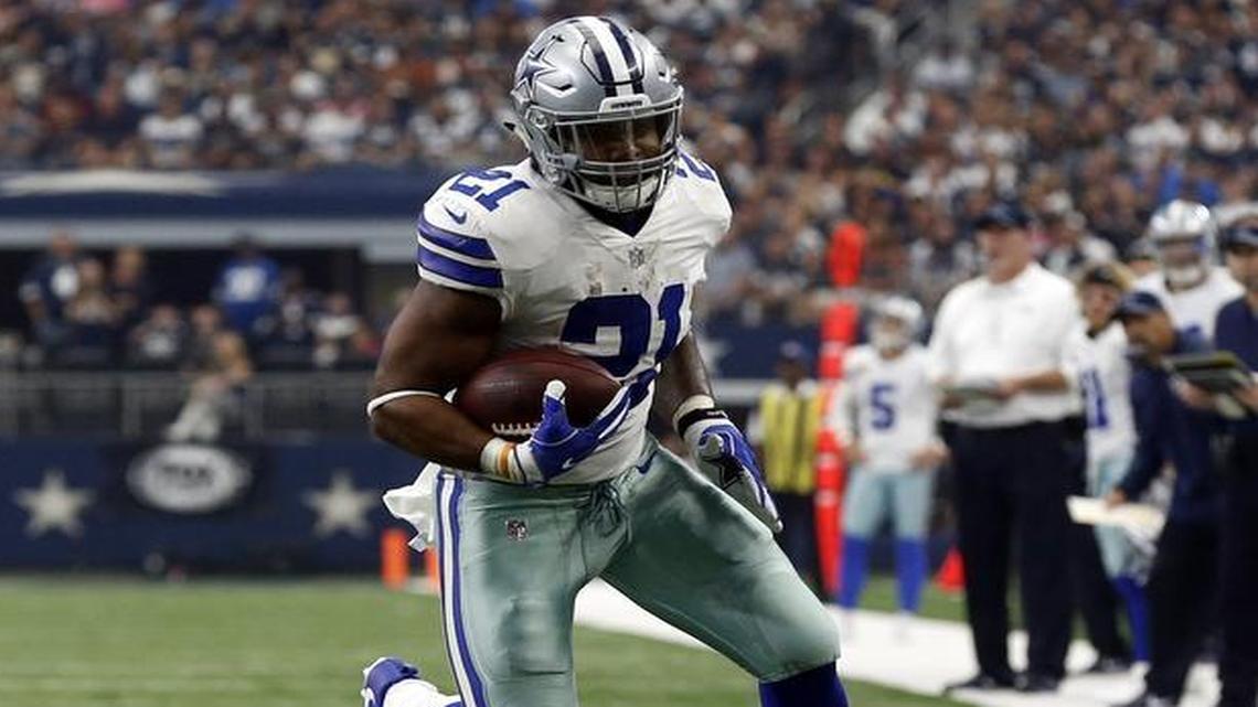 Ezekiel Elliott scored two touchdowns against the Los Angeles Rams on Sunday.
