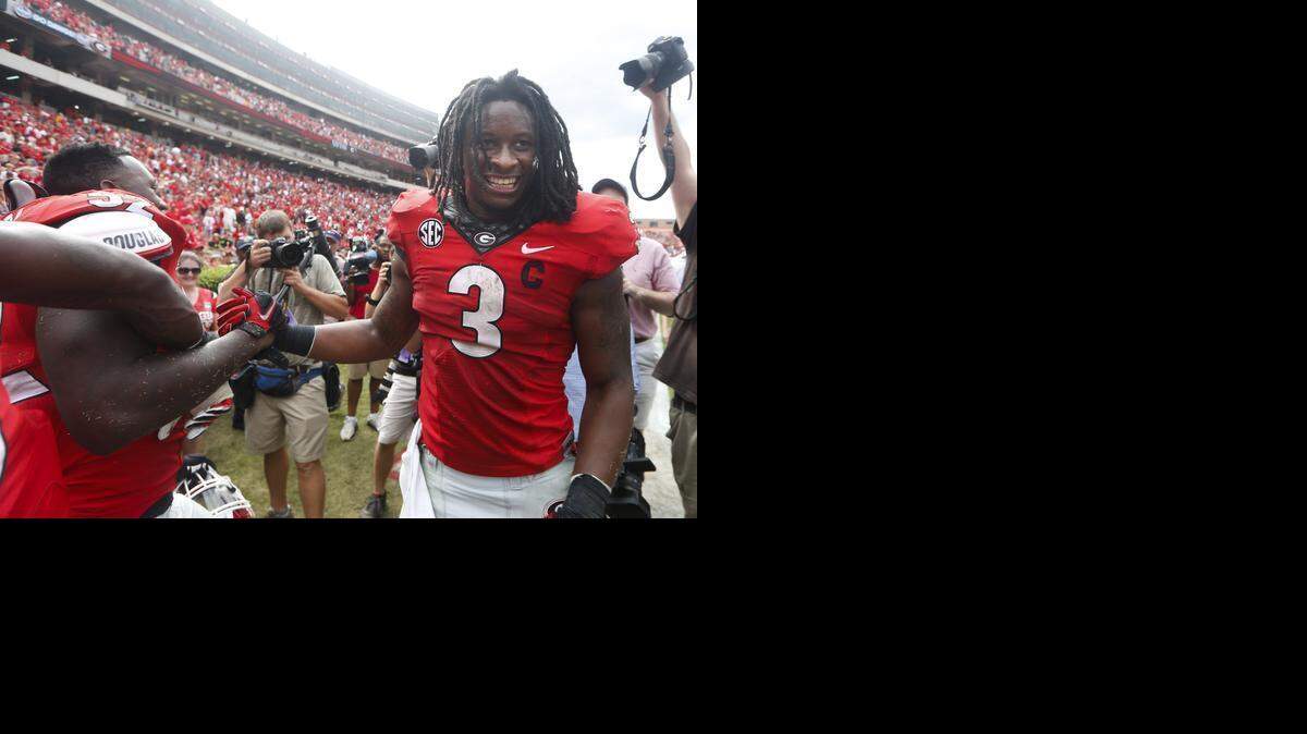 
Former Georgia running back Todd Gurley has the size and speed to be a feature back in the National Football League. A knee injury late last season has not hurt his draft value.
