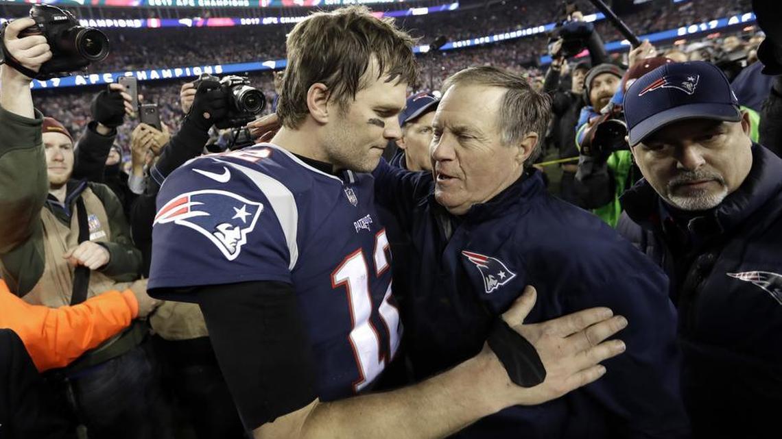New England quarterback Tom Brady and coach Bill Belichick are in their eighth Super Bowl together.