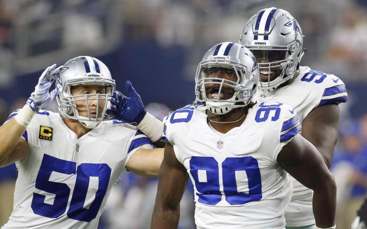 Dallas Cowboys defensive end DeMarcus Lawrence (two sacks, three tackles for loss) was disruptive against the Giants and had fun doing it.
