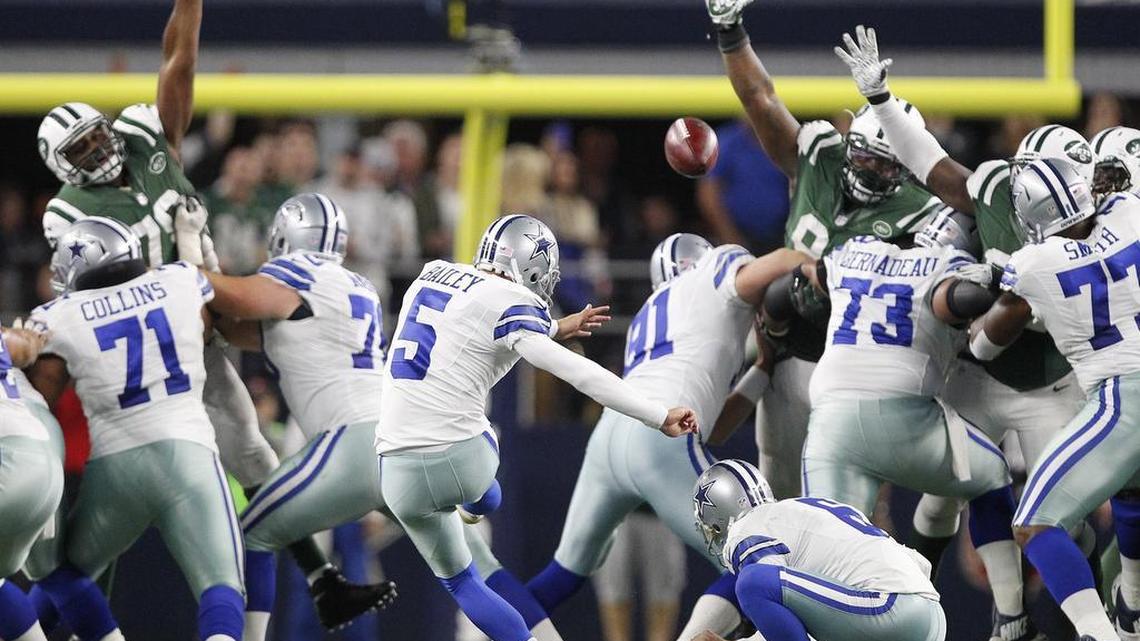 Dallas Cowboys kicker Dan Bailey made 30 of 32 field goals and made all 25 extra points this season. He was named to the Associated Press All-Pro second team.