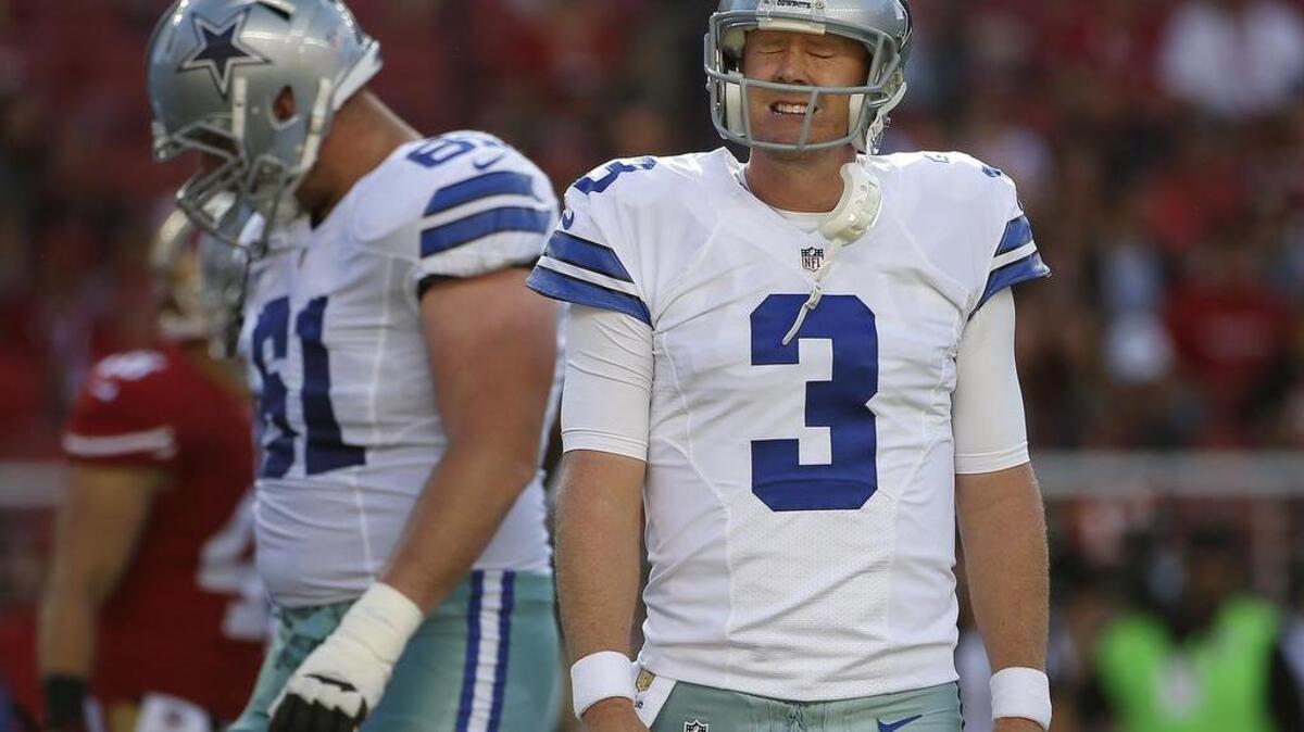 
Dallas Cowboys quarterback Brandon Weeden (3) returned to the field Monday for the first time since getting a concussion in the preseason game against the 49ers.
