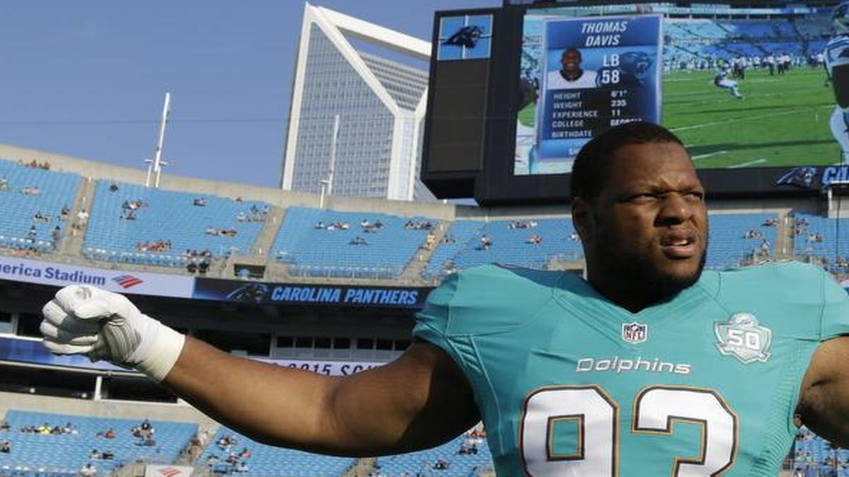 The Dolphins Ndamukong Suh has 32 tackles, four sacks and has batted down four passes this season.
