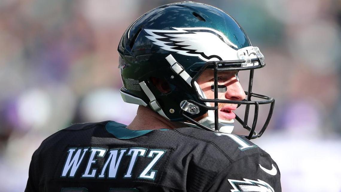 Philadelphia Eagles quarterback Carson Wentz is completing 63.8 percent of his passes and has thrown for eight touchdowns. But after an impressive start to his rookie season, Wentz has tossed three interceptions in three games, two coming in last week’s 21-10 win over Minnesota.
