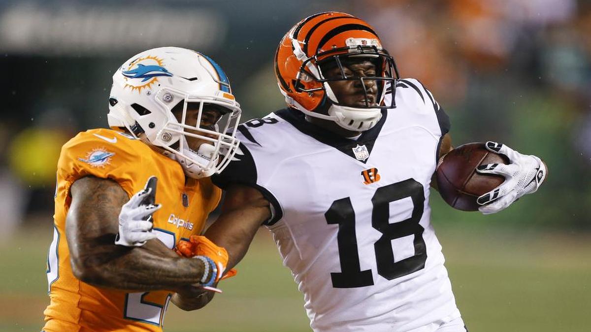 Bengals receiver A.J. Green, right, gaining yards against Dolphins cornerback Xavien Howard on Sept. 29, is among the most the difficult matchups in the game.