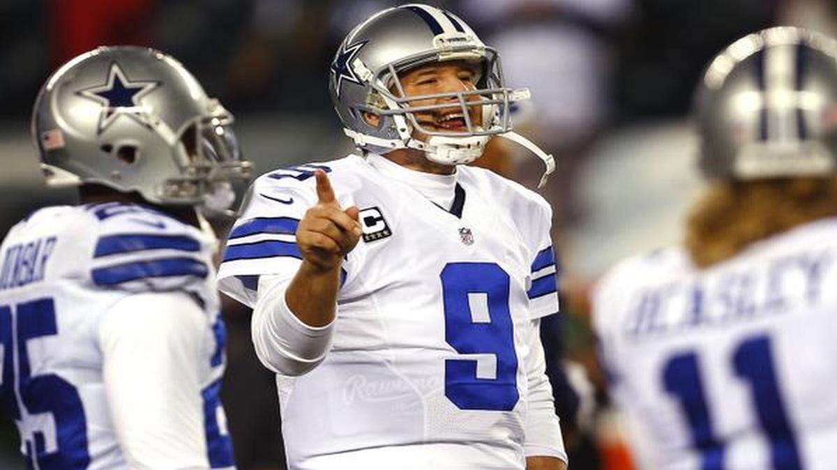 
Dallas Cowboys quarterback Tony Romo  calls a play during warm-ups Sunday night. The Dallas Cowboys defeated the Philadelphia Eagles 38-27 to take control of the NFC East race. 
