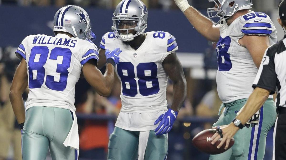Dez Bryant is questionable for Sunday’s game against the Baltimore Ravens with a back injury.