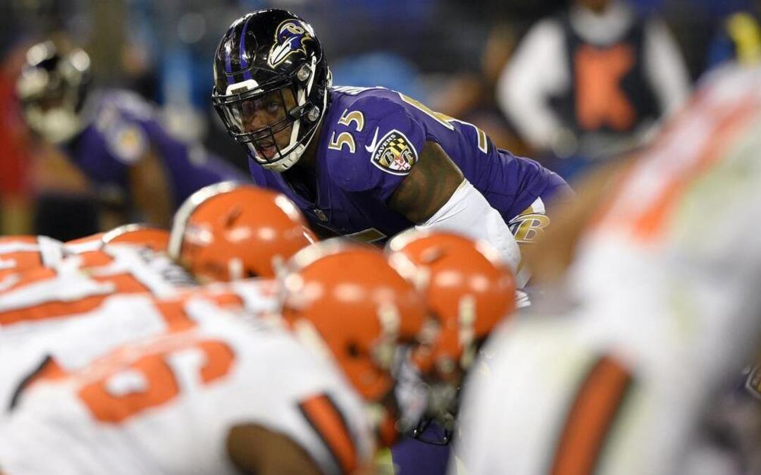 Baltimore Ravens outside linebacker Terrell Suggs (55) can be found on either end of the defensive line, causing problems for more than just one offensive lineman.