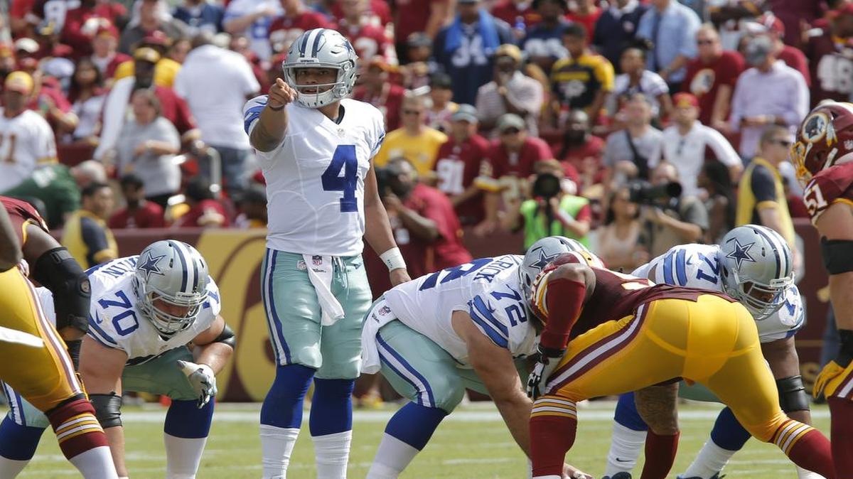 Dallas Cowboys rookie quarterback Dak Prescott has not been intercepted in his first two games.