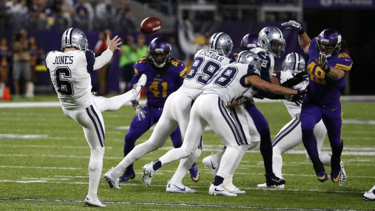 Cowboys punter Chris Jones (6) leads the NFC Pro Bowl voting by fans.