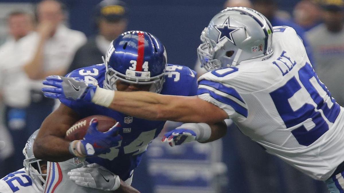 Dallas Cowboys outside linebacker Sean Lee was credited with 15 tackles after his coaches reviewed the game film against the New York Giants.