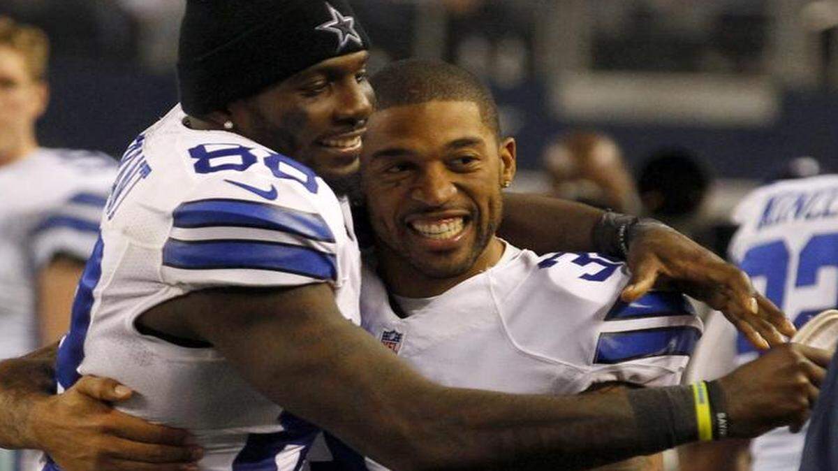 
Dez Bryant, left, and Orlando Scandrick during happier times — a blowout victory over the Colts last season.



