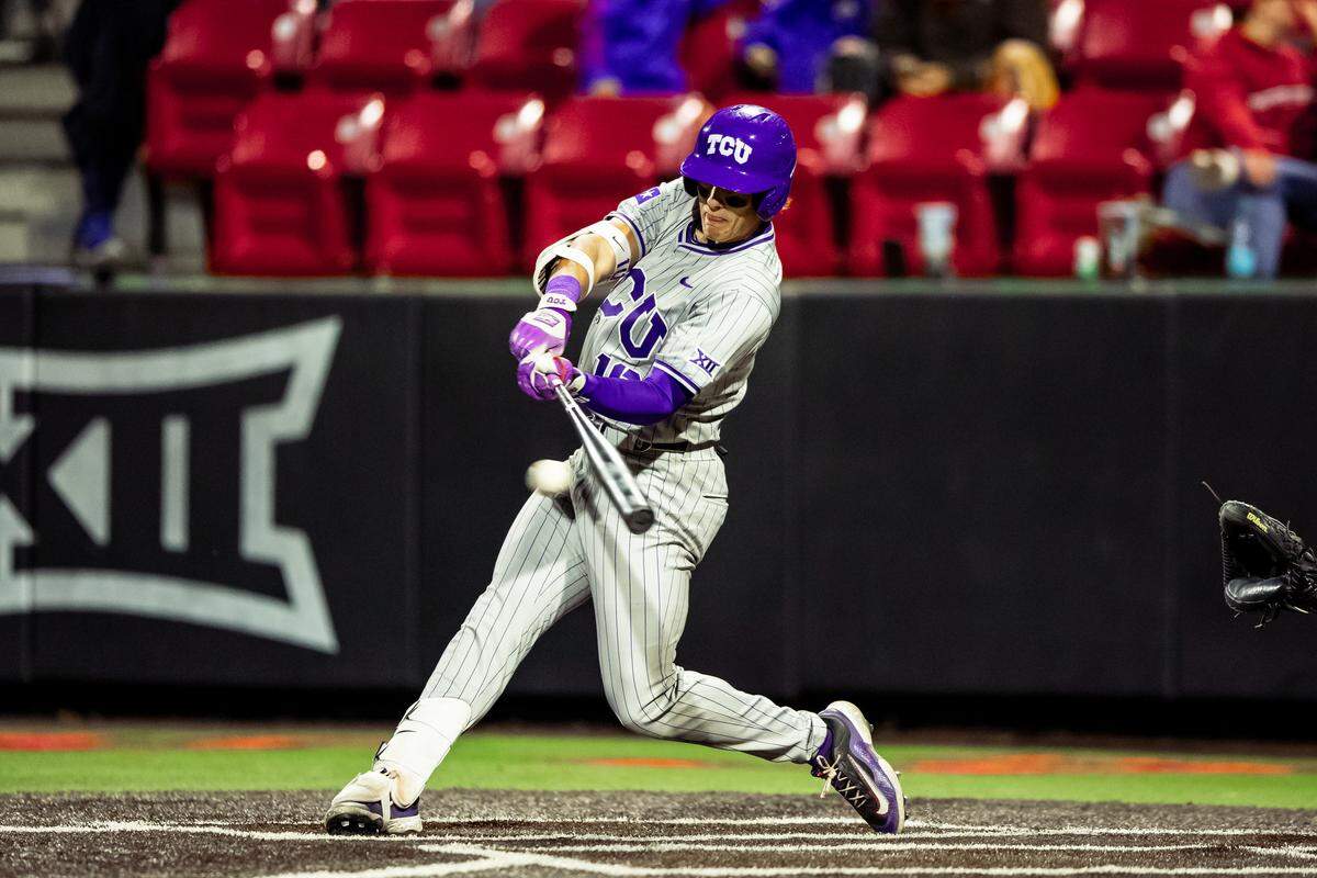 TCU outfielder Sawyer Strosnider was named Big 12 freshman of the year after hitting a team-high .350 with 11 home runs and 51 RBIs last season.