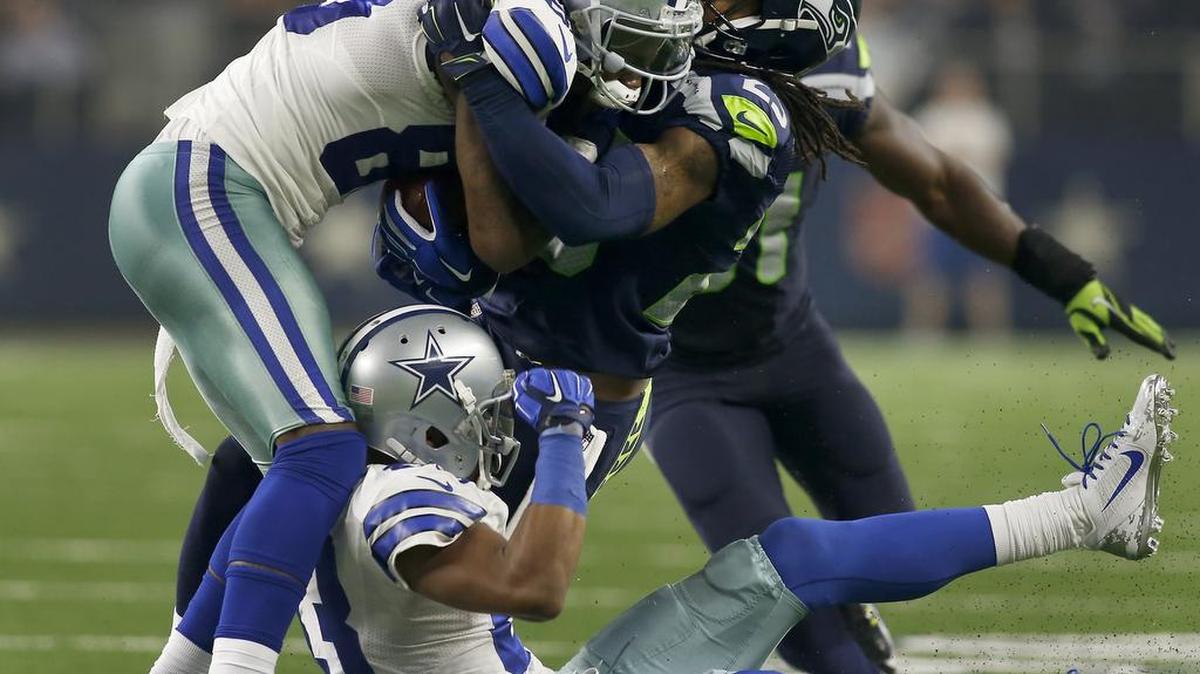Cowboys receiver Dez Bryant (88) was stuffed by cornerback Richard Sherman (25) and the Seahawks last week but appears ready to be a bigger part of the offense this week.