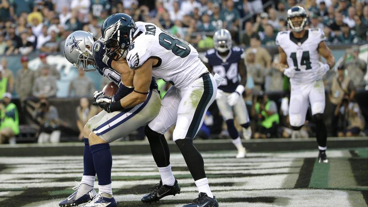 
Cowboys linebacker Sean Lee (50) has one of three takeaways for the team this season, intercepting Eagles quarterback Sam Bradford on a pass intended for Zach Ertz in Week 2. 
