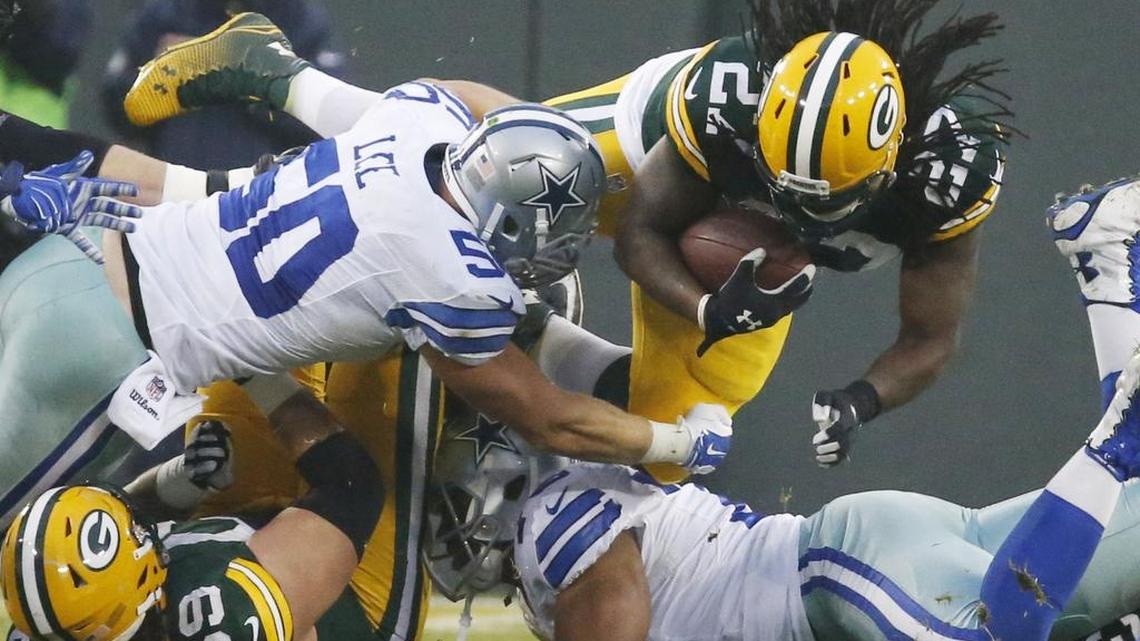 Packers running back Eddie Lacy hammered through the Cowboys for 124 yards Sunday afternoon.