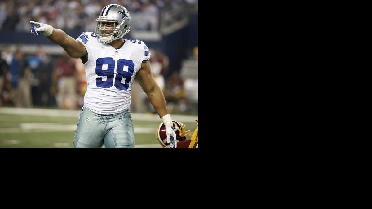 
Cowboys defensive tackle Tyrone Crawford celebrates after sacking Redskins quarterback Colt McCoy in an October game. 
