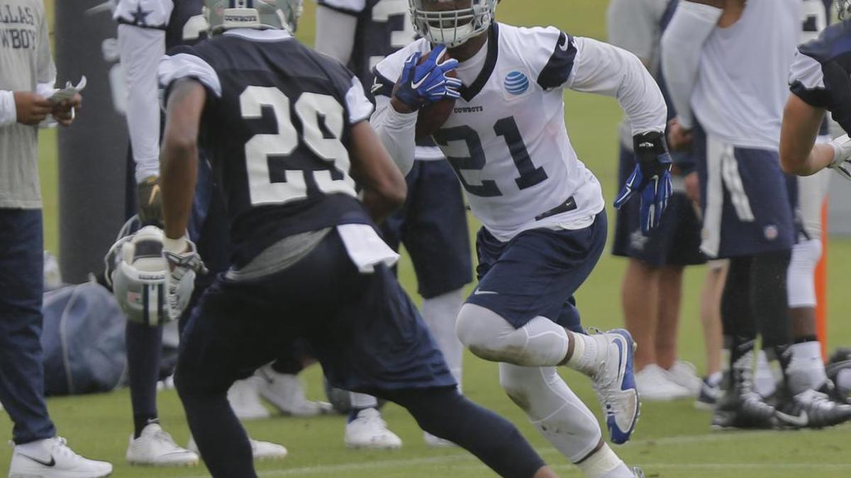 Running back Ezekiel Elliott ran with the first team Wednesday with Darren McFadden out while dealing with a family issue.